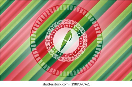pen icon inside christmas badge background.