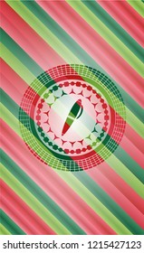 pen icon inside christmas colors emblem.