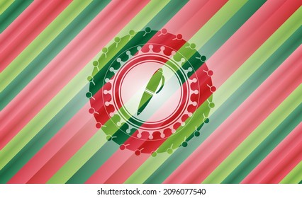 pen icon inside christmas emblem. 
