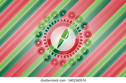 pen icon inside christmas style emblem.