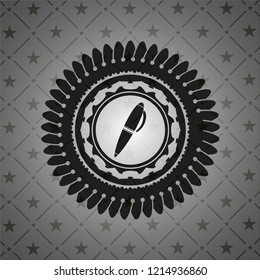 pen icon inside dark emblem
