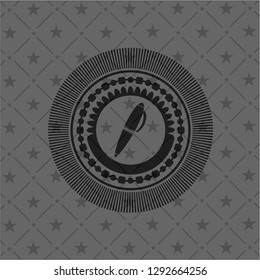 pen icon inside dark emblem. Retro