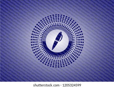 pen icon inside emblem with denim high quality background