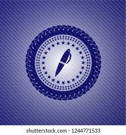 pen icon inside emblem with jean high quality background