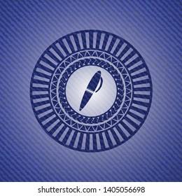 pen icon inside emblem with jean high quality background