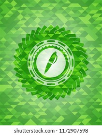 pen icon inside green emblem with mosaic ecological style background