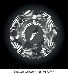 pen icon inside grey camo emblem