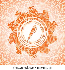 icono del lápiz dentro del emblema del mosaico naranja. 