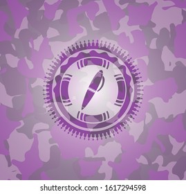 pen icon inside pink camo emblem