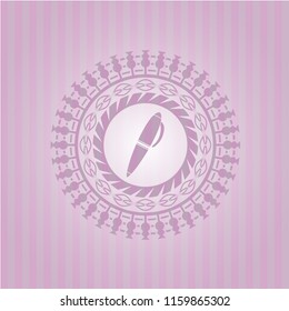 pen icon inside pink icon or emblem