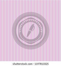 pen icon inside pink emblem