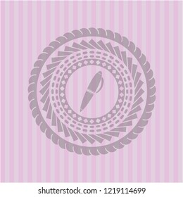 pen icon inside pink emblem