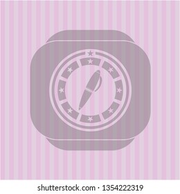 pen icon inside pink icon or emblem