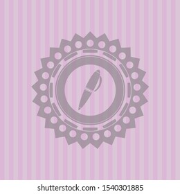 pen icon inside pink emblem. Vintage.