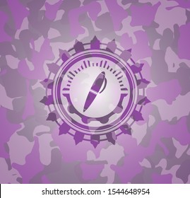 pen icon inside pink and purple camo texture