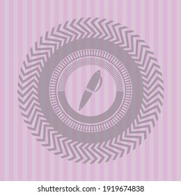 pen icon inside realistic pink emblem. Amazing desing. 