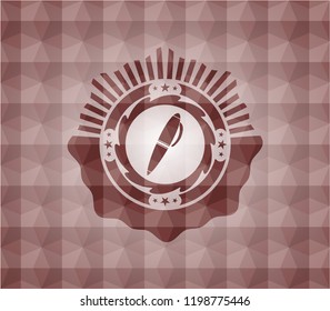 pen icon inside red badge with geometric background. Seamless.