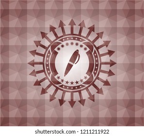 pen icon inside red badge with geometric pattern. Seamless.
