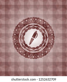 pen icon inside red badge with geometric pattern. Seamless.