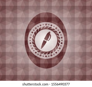 pen icon inside red badge with geometric pattern background. Seamless.