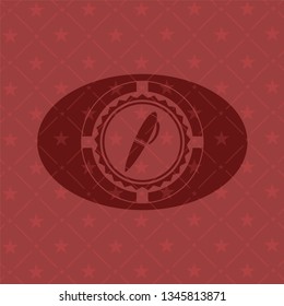 pen icon inside red emblem
