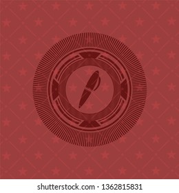 pen icon inside red emblem. Retro