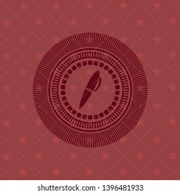pen icon inside red emblem. Retro