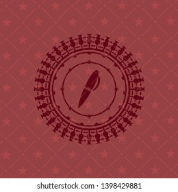 pen icon inside red emblem