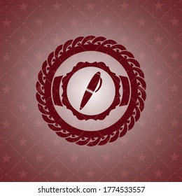 pen icon inside red emblem. Retro. 