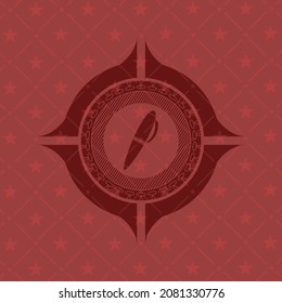 pen icon inside red emblem. Retro. 