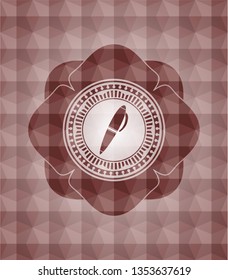 pen icon inside red seamless geometric emblem.