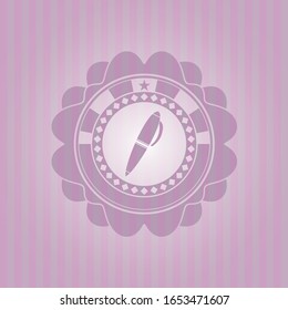 Stift-Symbol im Retro-rosa-Emblem