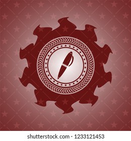pen icon inside retro red emblem
