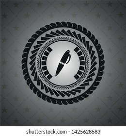 pen icon inside retro style black emblem