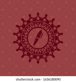 pen icon inside retro style red emblem