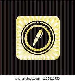 pen icon inside shiny emblem