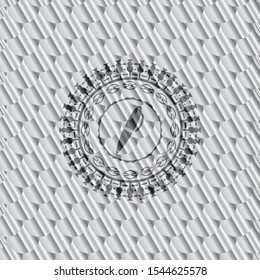 pen icon inside shiny silver emblem. Scales pattern. Vector Illustration. Detailed.