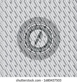 pen icon inside silver badge or emblem. Scales pattern. Vector Illustration. Detailed.