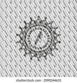 Stift-Symbol in Silber-Abzeichen oder Emblem. Skaliert Muster. Vektorgrafik. Detaillierte Angaben. 