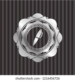 pen icon inside silver shiny badge