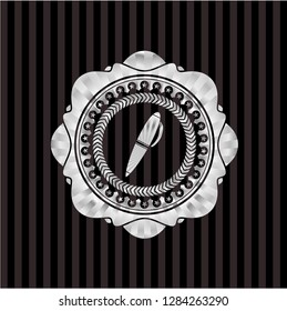 pen icon inside silver shiny emblem
