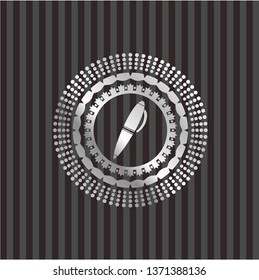 pen icon inside silver shiny emblem