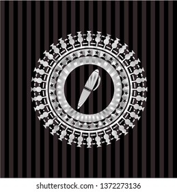 pen icon inside silver shiny emblem
