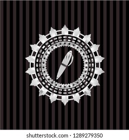 pen icon inside silvery shiny badge