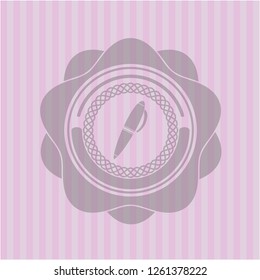 pen icon inside vintage pink emblem
