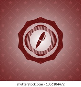 pen icon inside vintage red emblem