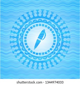 pen icon inside water concept emblem background.