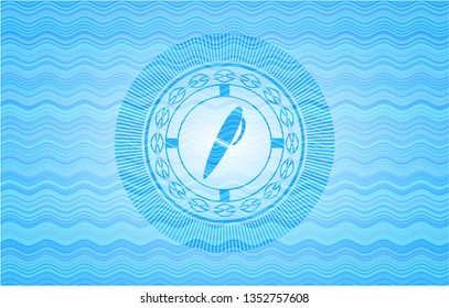 pen icon inside water concept emblem.