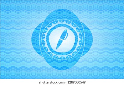 pen icon inside water wave concept style emblem.