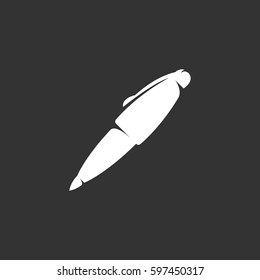 Pen icon isolated on black background. Pen vector logo. Flat design style. Modern vector pictogram for web graphics - stock vector